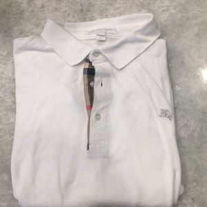 Burberry long sleeve polo shirt for kids in white